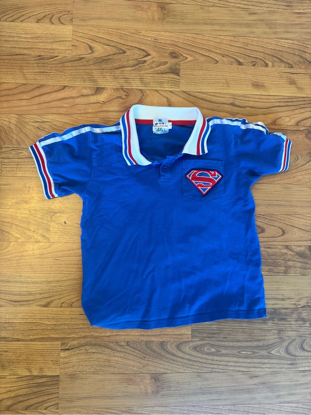 DC Comics Superman Blue Polo Shirt for Kids - Red & White Trim